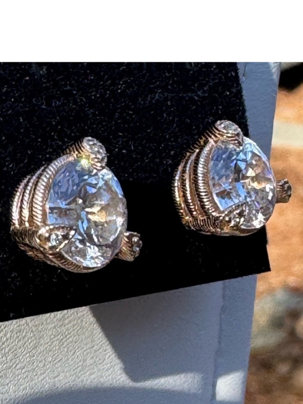 Judith Ripka Rose Gold Over 925 Twisted Rope Stud Earrings